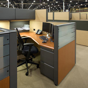 A remanufactured office workstation